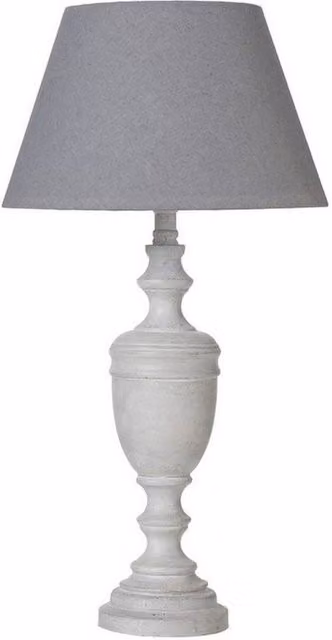Lemon Pavilion Furniture and Decor Lentia Urn Table Lamp with Grey Linen Shade and Wood Base, W: 12 cm, D: 12 cm, H: 45 cm – 1
