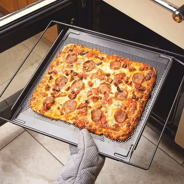 mysmartbuy Non-Stick Carbon Steel Adjustable Oven Baking Tray, Silver, H 2.5 x D 35 x W 38.5 to 60.5 cm