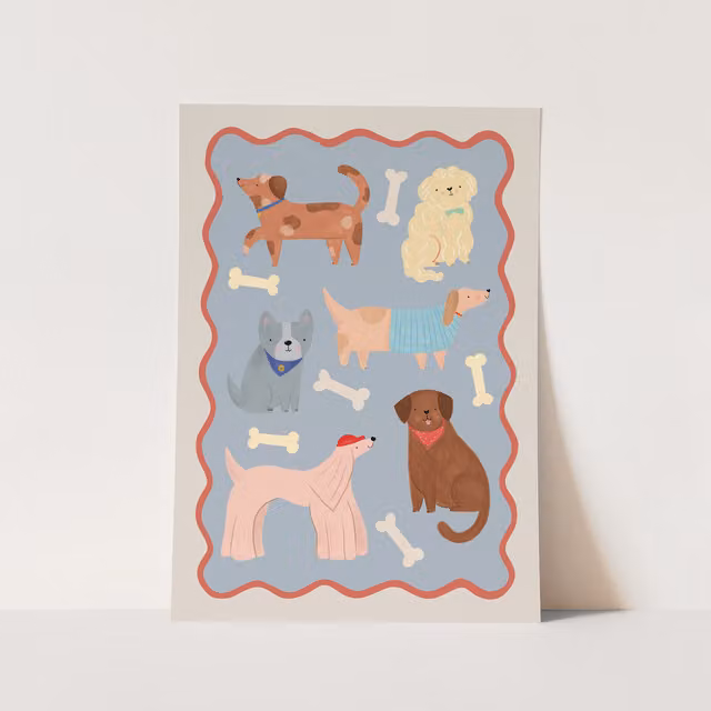 Kid Of The Village Dogs Fine Art Paper Poster, Multicolour, W: 40 cm, H: 50 cm