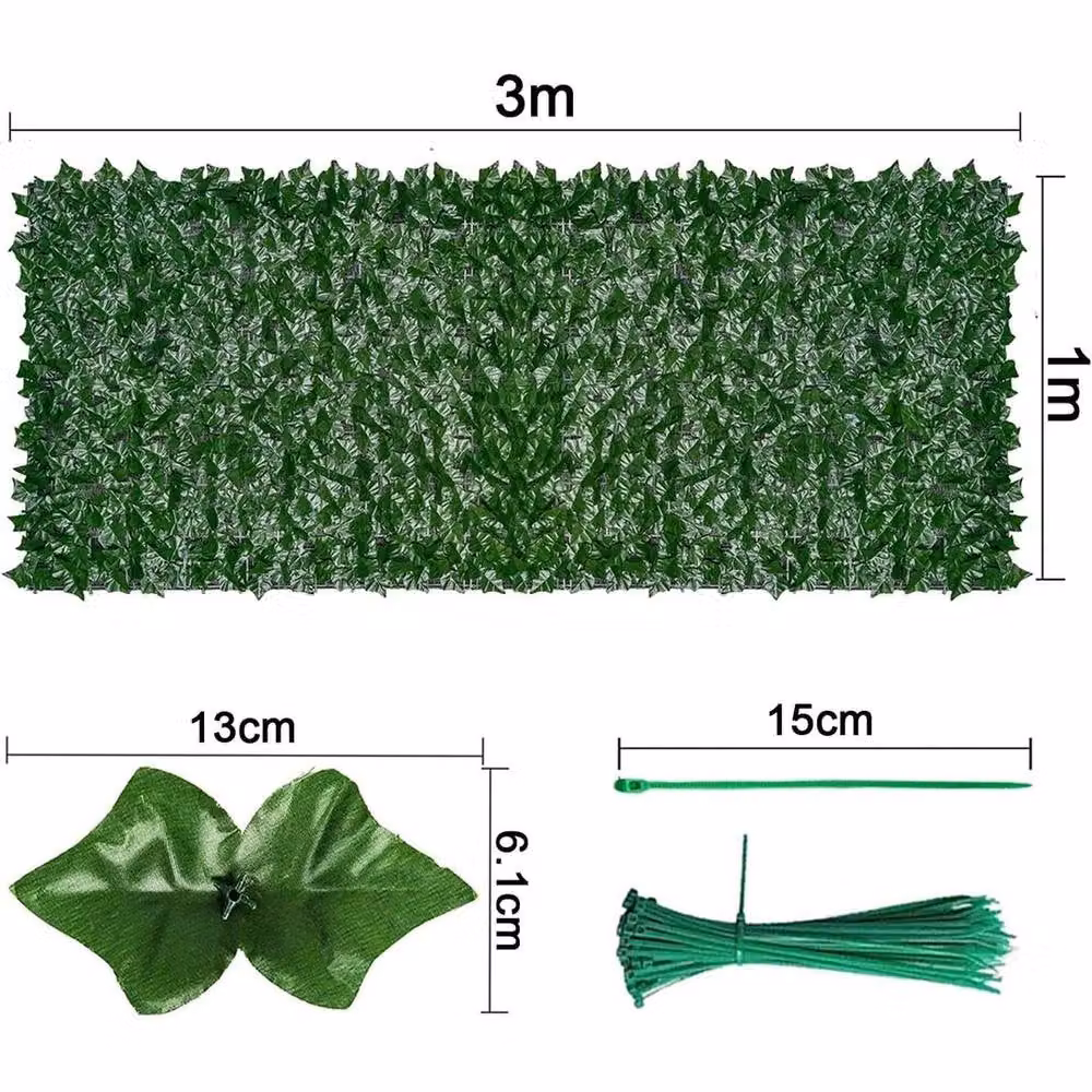 SPETLEK Artificial Ivy Leaf Garden Fence Privacy Roll, Green, W: 100 cm, H: 15 cm – 2