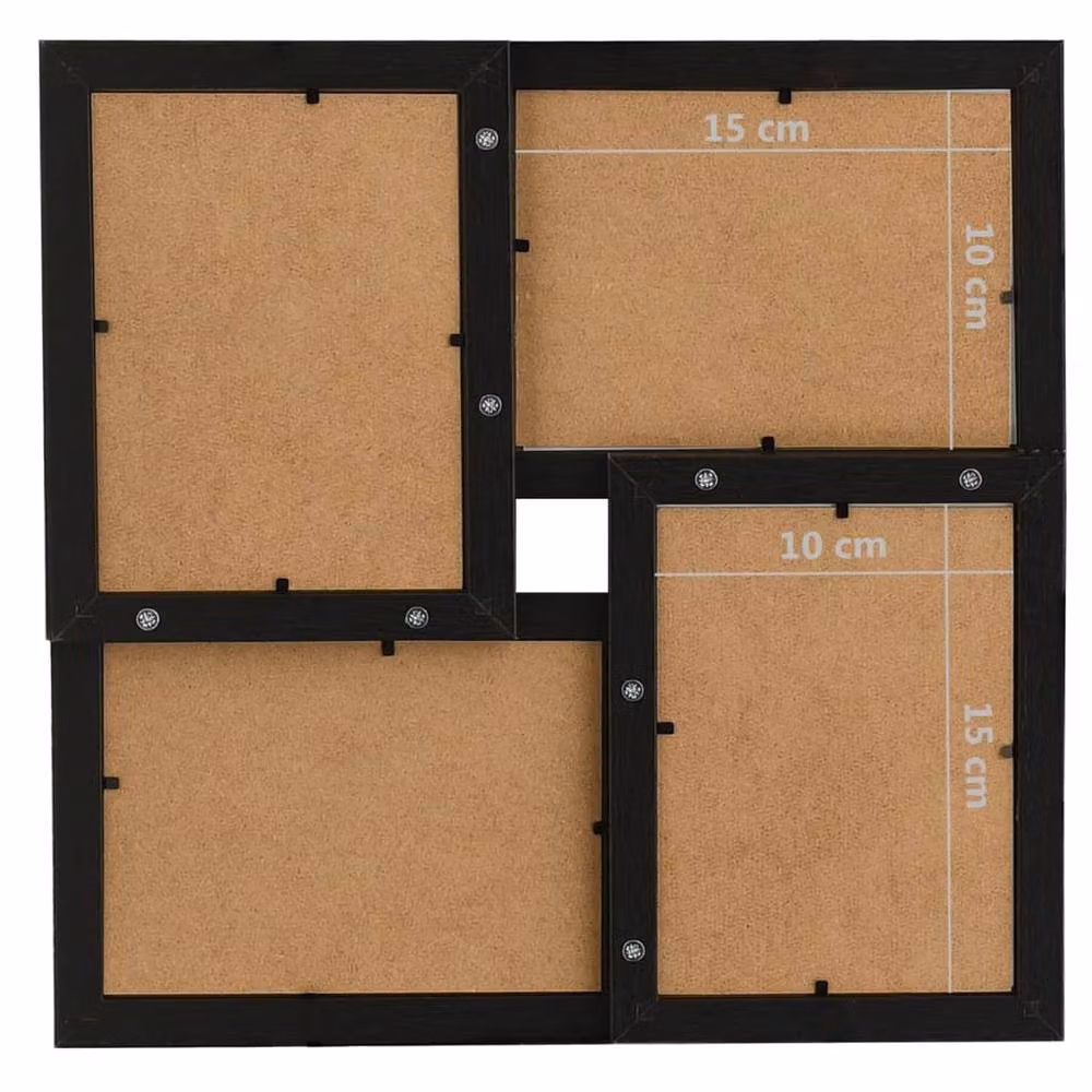 Berkfield Home Modern Black Collage Photo Frame for 4 Pictures, W/D/H: 15 x 10 x 1.5 cm – 6