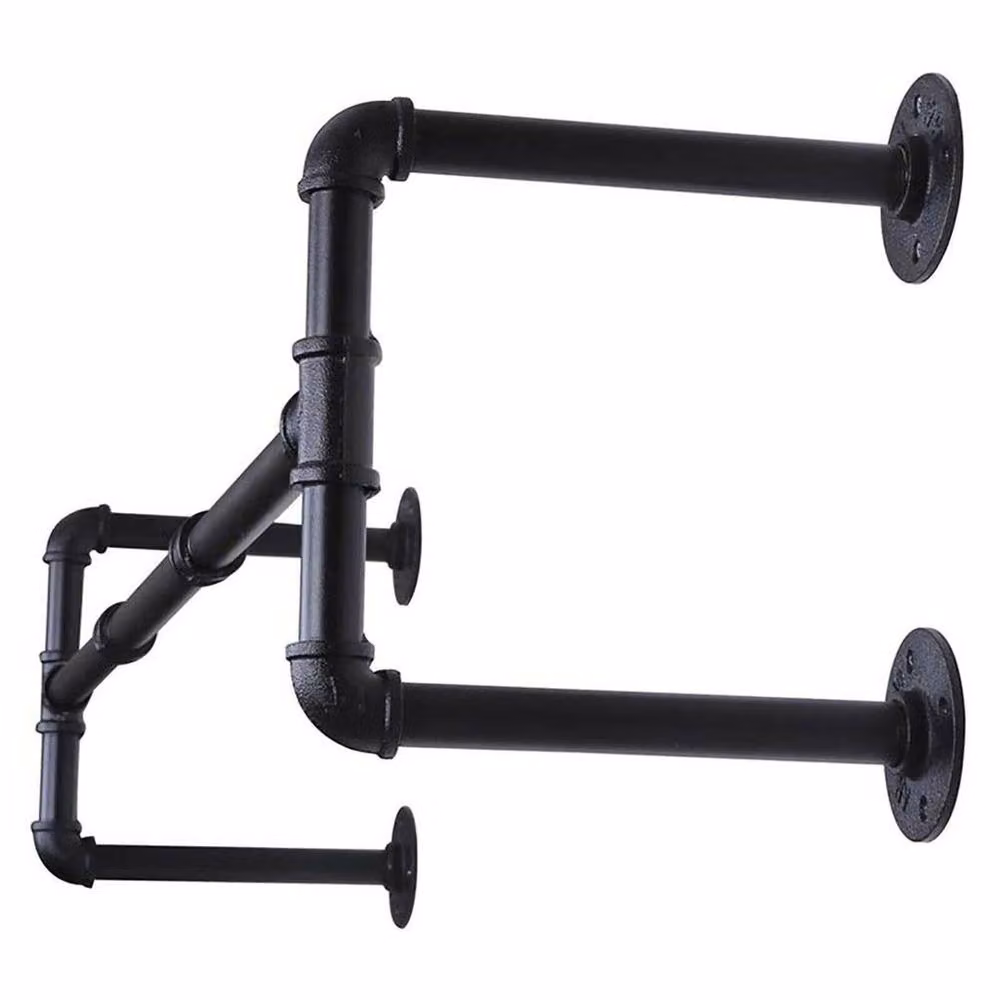 FLAVORA Industrial Metal Clothes Rail in Matt Black, Width: 105 cm – 2