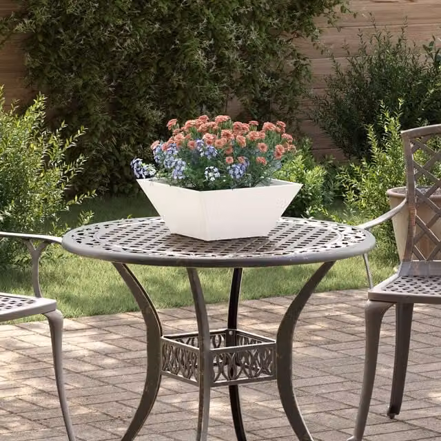 Berkfield Home Garden Bowl Planters, 5 Piece Set in White and Multicolour Steel, W/D/H: 35 x 35 x 15 cm – 1