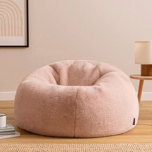 icon Kingston Classic Dome Bean Bag in Pink with Removable Faux Fur Cover – 1