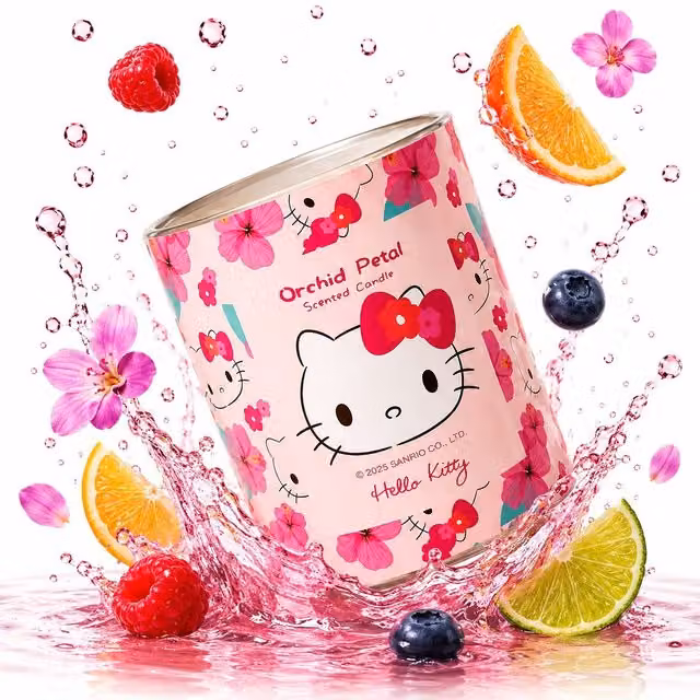 Hello Kitty Orchid Petal Scented Candle in Pink and Yellow, 213g