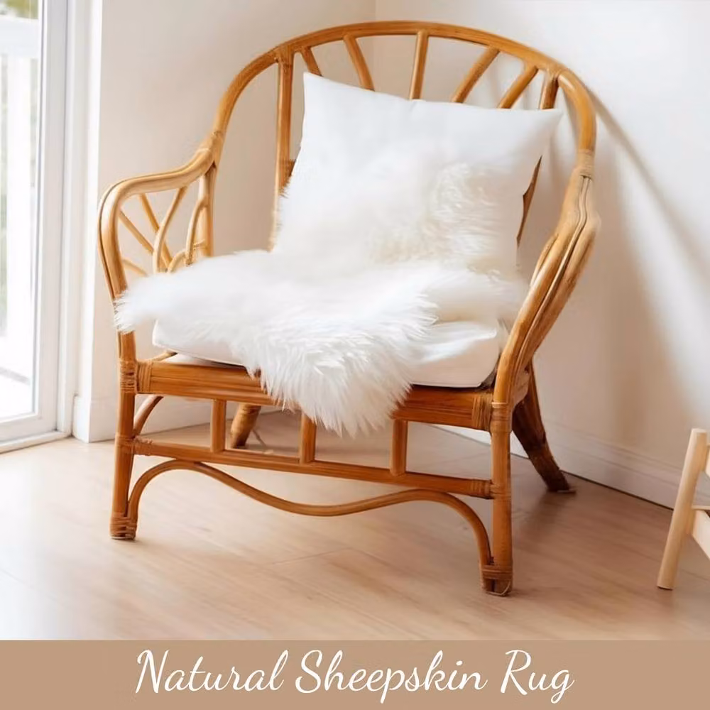 Infinity Leather Luxury Genuine Sheepskin Cushion in White and Beige, W/D/H: 40 x 40 x 40 cm – 3