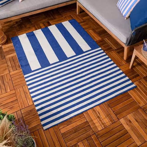Riva Home Deck Stripe Indoor/Outdoor Striped Washable Weather Resistant Rug, White/Blue, W/D/H: 120 x 170 cm – 2