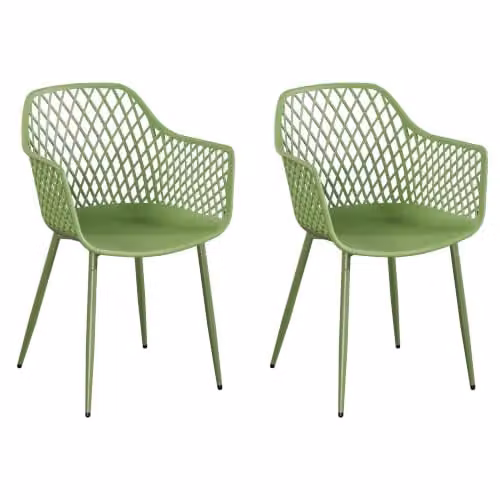 Core Products Sunray Outdoor Dining Chairs Set of 2, Modern Lattice Armchairs with Matt Steel Powder-Coated Legs for Garden or Indoor Use