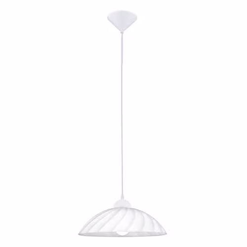Loops Modern White Pendant Ceiling Light with Satin Glass Shade and E27 Bulb