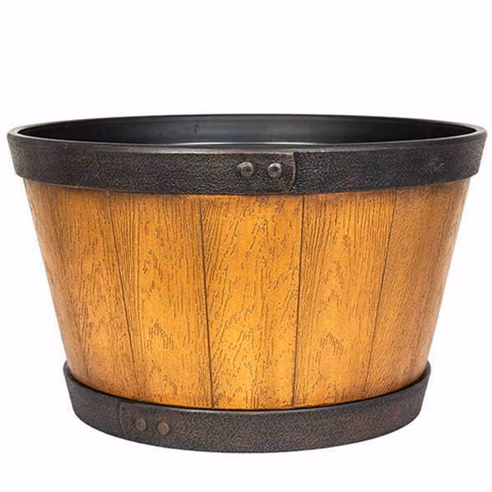 La Hacienda Oban Whiskey Country Barrel Planter in Brown Plastic, W/D/H: 39 x 39 x 23 cm – 8