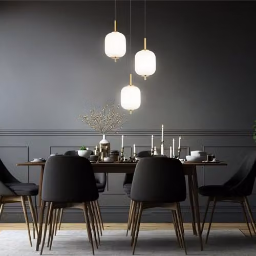 Globo Lighting Modern LED Pendant Light with Opal Glass in Brass and Black – 2