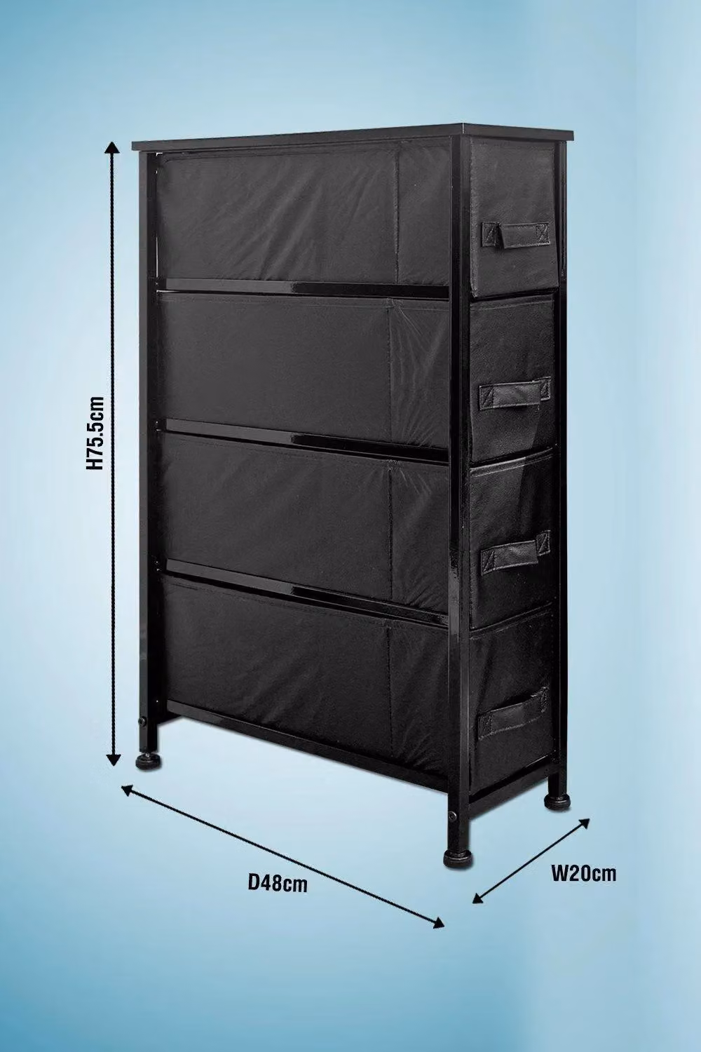 Clarisworld 4 Drawer Narrow Storage Tower Chest in Black – 2