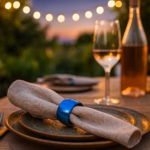 Argon Tableware Metallic Napkin Rings in Blue and Gold, Pack of 6 – 2