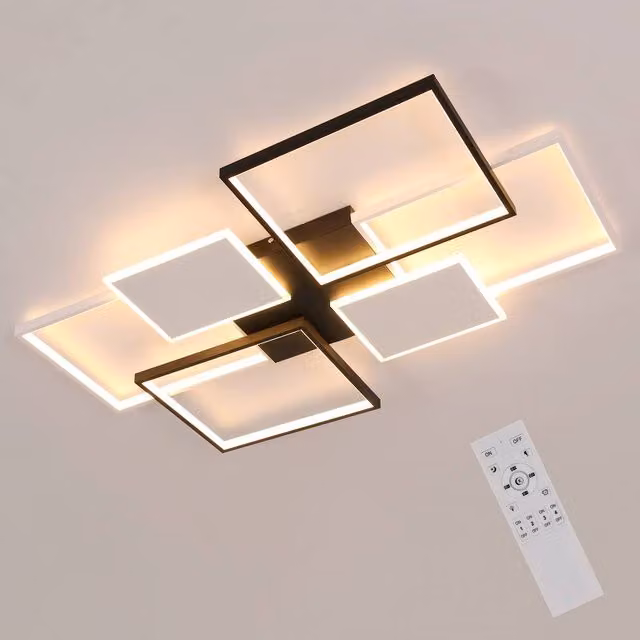 Pheashine Modern Rectangular LED Ceiling Light in White with Remote Control and Dimmable Function – 1