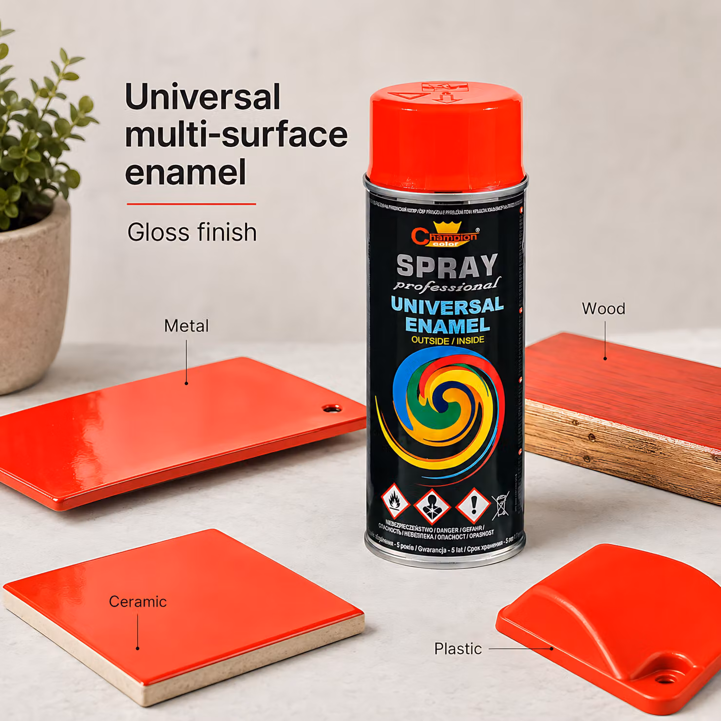 Sola High Gloss Universal Multi-Surface Spray Paint, RAL 3000 Flame Red, 2 x 400ml – 2
