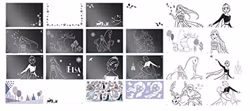 Disney Frozen II Scratch and Colouring Book with Stencils and Glitter Stickers in Blue, White and Silver – 5