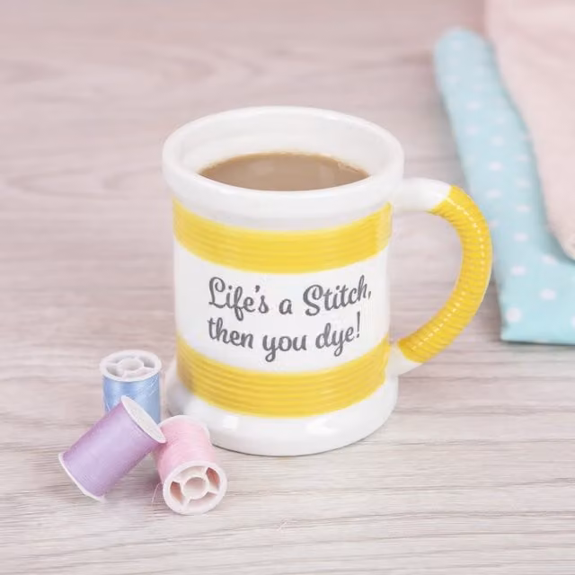 Boxer Gifts Life's a Stitch Ceramic Sewing Mug, White