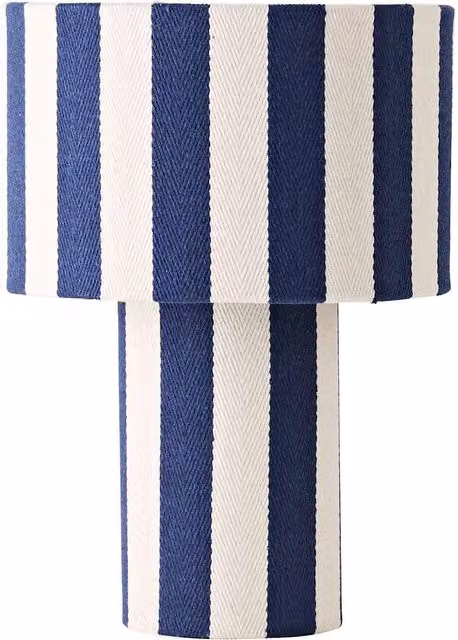 Florence Pinstripe Linen Table Lamp in Blue