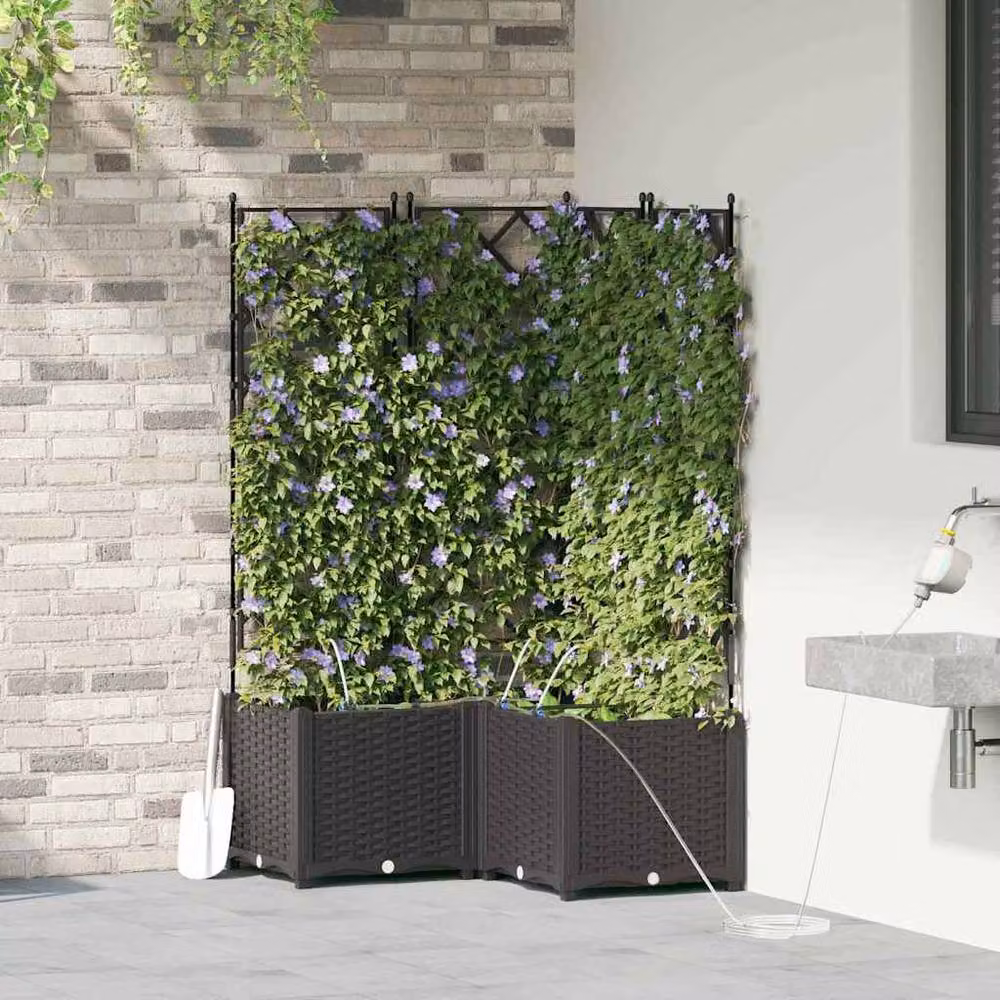 Berkfield Home Garden Planters with Water Irrigation System, 3 Piece Set, Black – 2