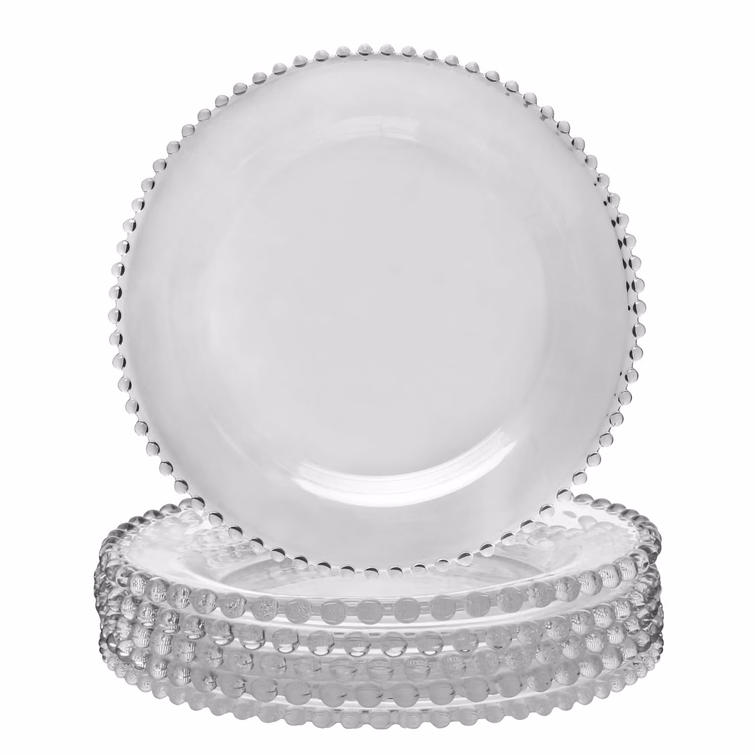 Dibor Bella Perle Set of 6 Clear Glass Dinner Plates, Diameter: 26 cm – 2