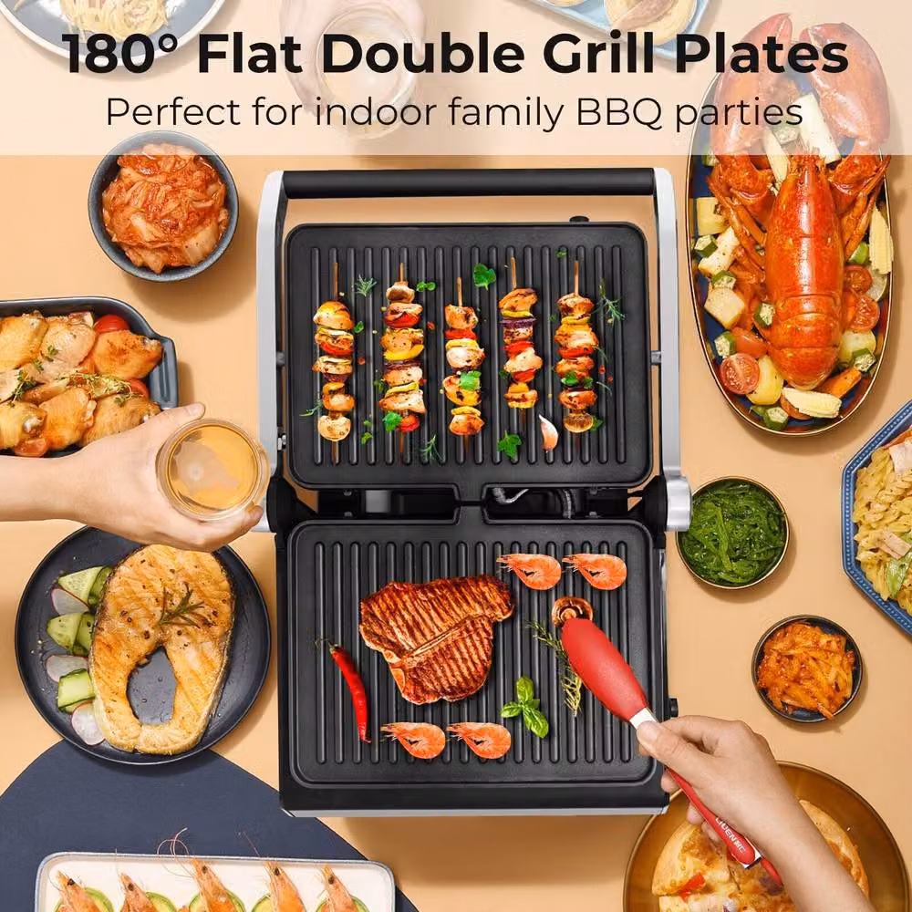 Costway 3-in-1 Electric Panini Press Grill and 1200W Sandwich Maker with Nonstick Coating in Black – 3