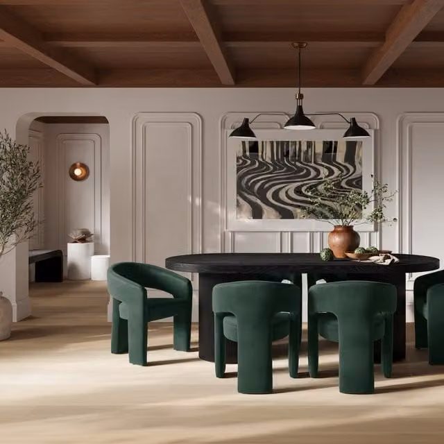 LPD Home Alba Modern Green Velvet Upholstered Dining Chair
