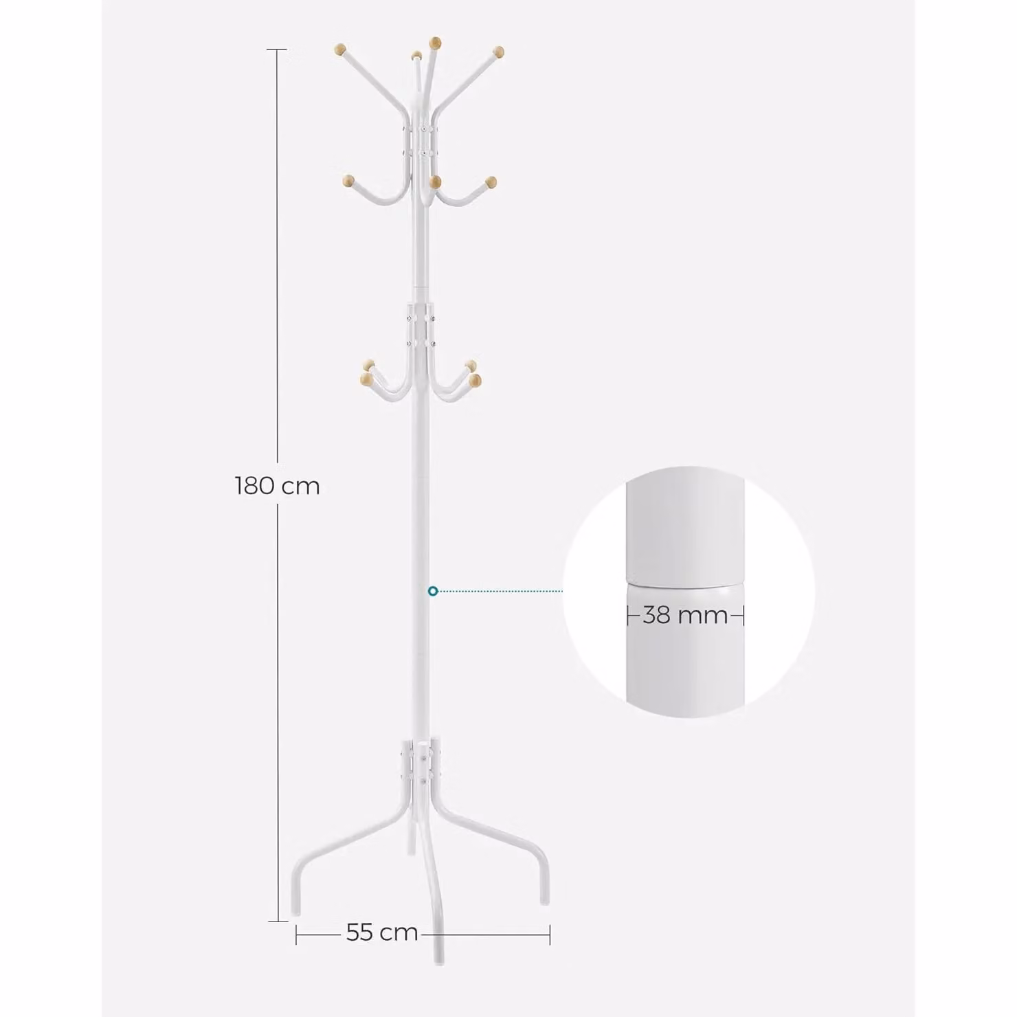 SONGMICS Freestanding Metal Coat Rack with 12 Hooks in White – 2