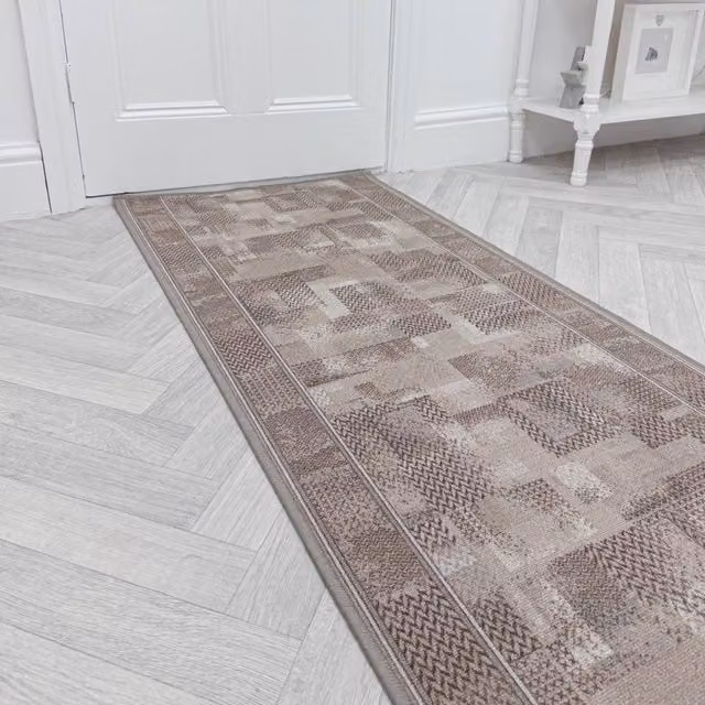 runrug Tribe Hallway Runner Rug in Beige, Non-Slip and Hardwearing, W: 80 cm, L: 180 cm – 1