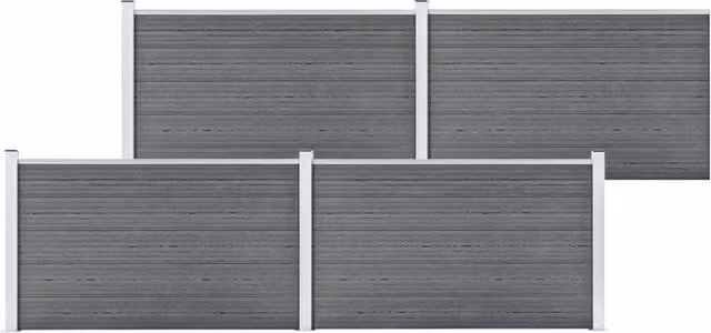 Berkfield Grey WPC and Aluminium Garden Fence Panel, W: 699 cm, H: 106 cm