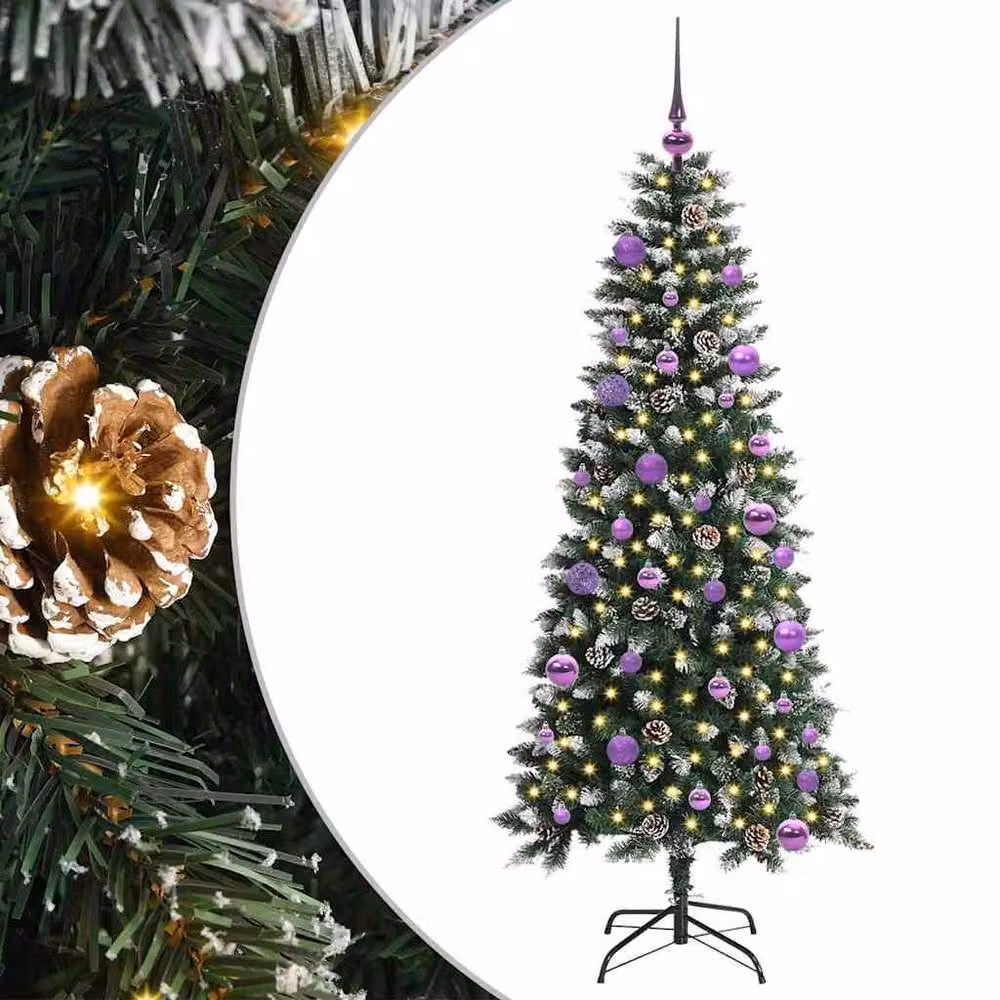 Berkfield Home Elegant Green Artificial Christmas Tree with 150 LEDs, H x W x D: 150 x 66 x 66 cm – 3