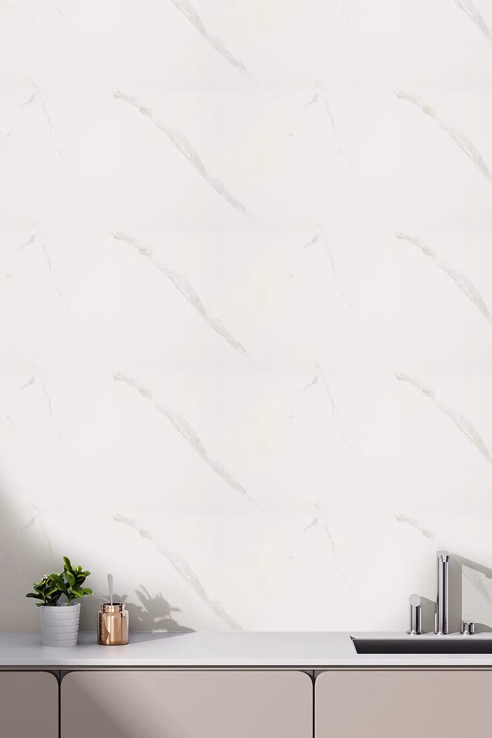 Living and Home 10pcs Ivory Marble Self-Adhesive Wall Stickers in Beige and White, Water and Oil Splash-proof and Antiflaming