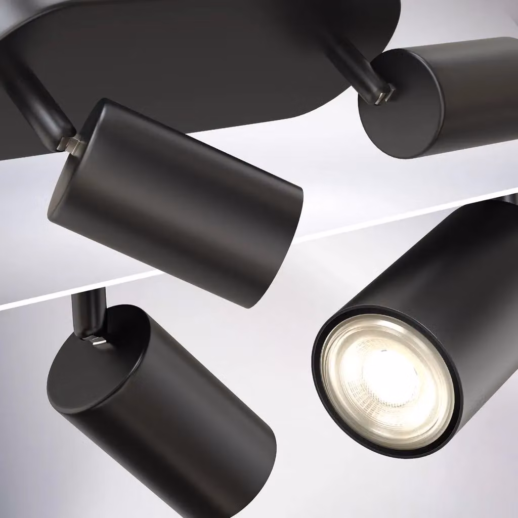 B.K.Licht Black Metal Ceiling Spotlight Bar with 2 Adjustable GU10 Sockets – 6