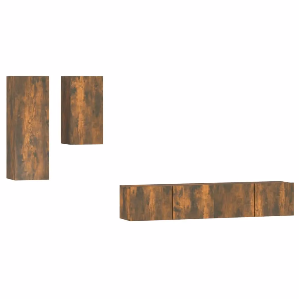 Berkfield Home 4 Piece Classic TV Cabinet Set in Smoked Oak and Brown Engineered Wood – 2