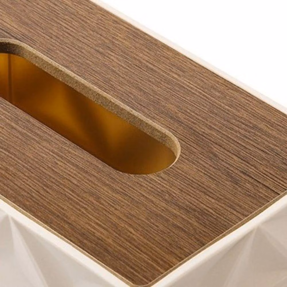 KORVIXA Beige Wooden Tissue Box with Lid – 3