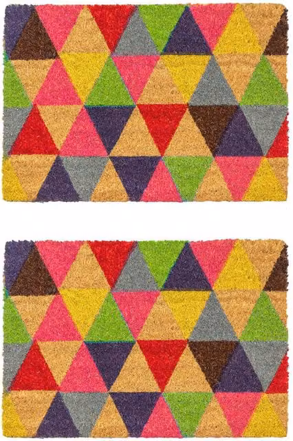 Nicola Spring Triangle Coir Door Mats, Pack of 2, Multicolour, W: 60 cm, D: 40 cm