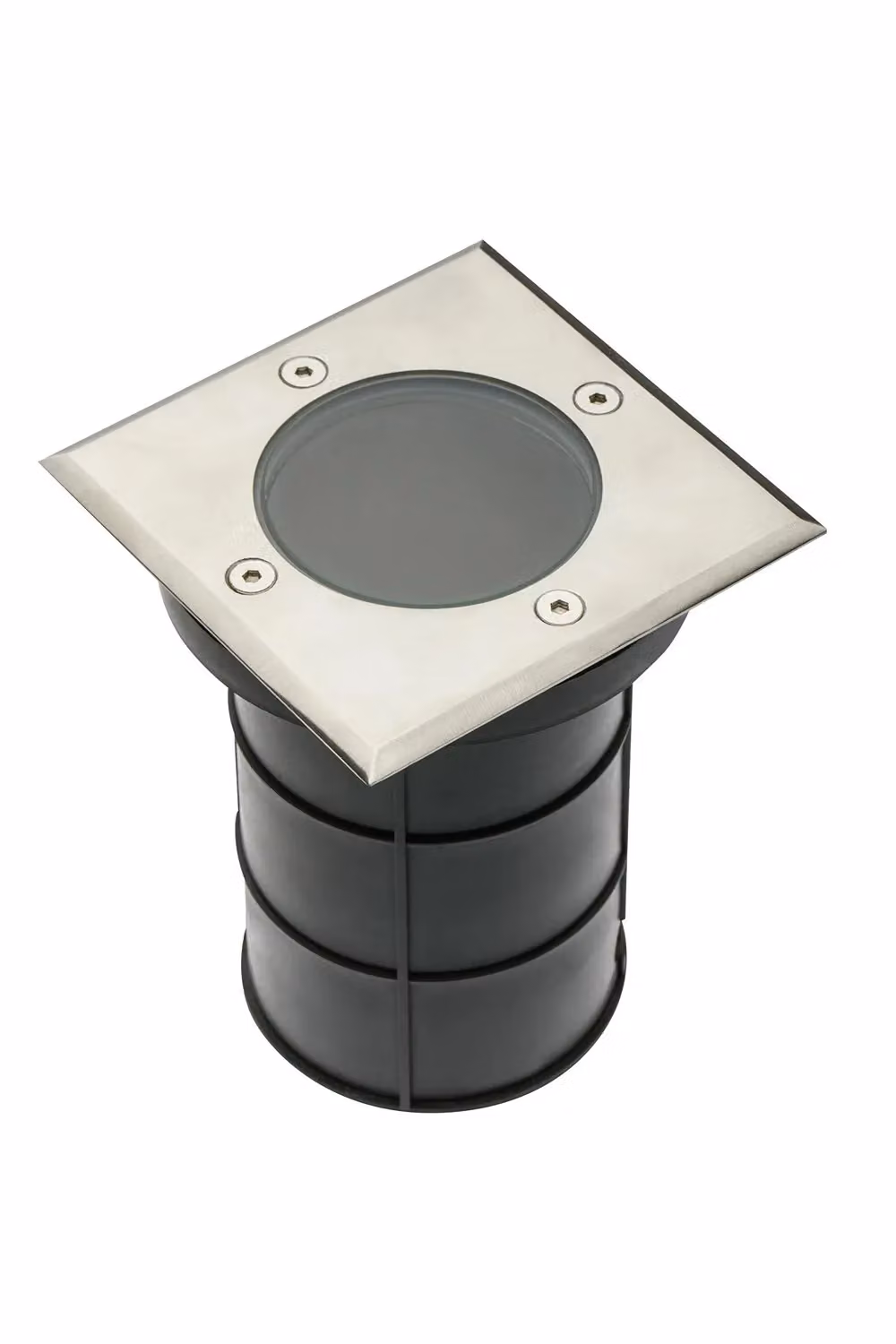 CGC Lighting Bridget Two Square Large Stainless Steel Inground or Decking Lights with Bulbs, Silver – 2