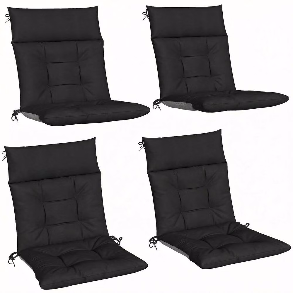OUTSUNNY Set of 4 Waterproof and UV-Resistant Rectangular Garden Chair Cushions in Black – 2