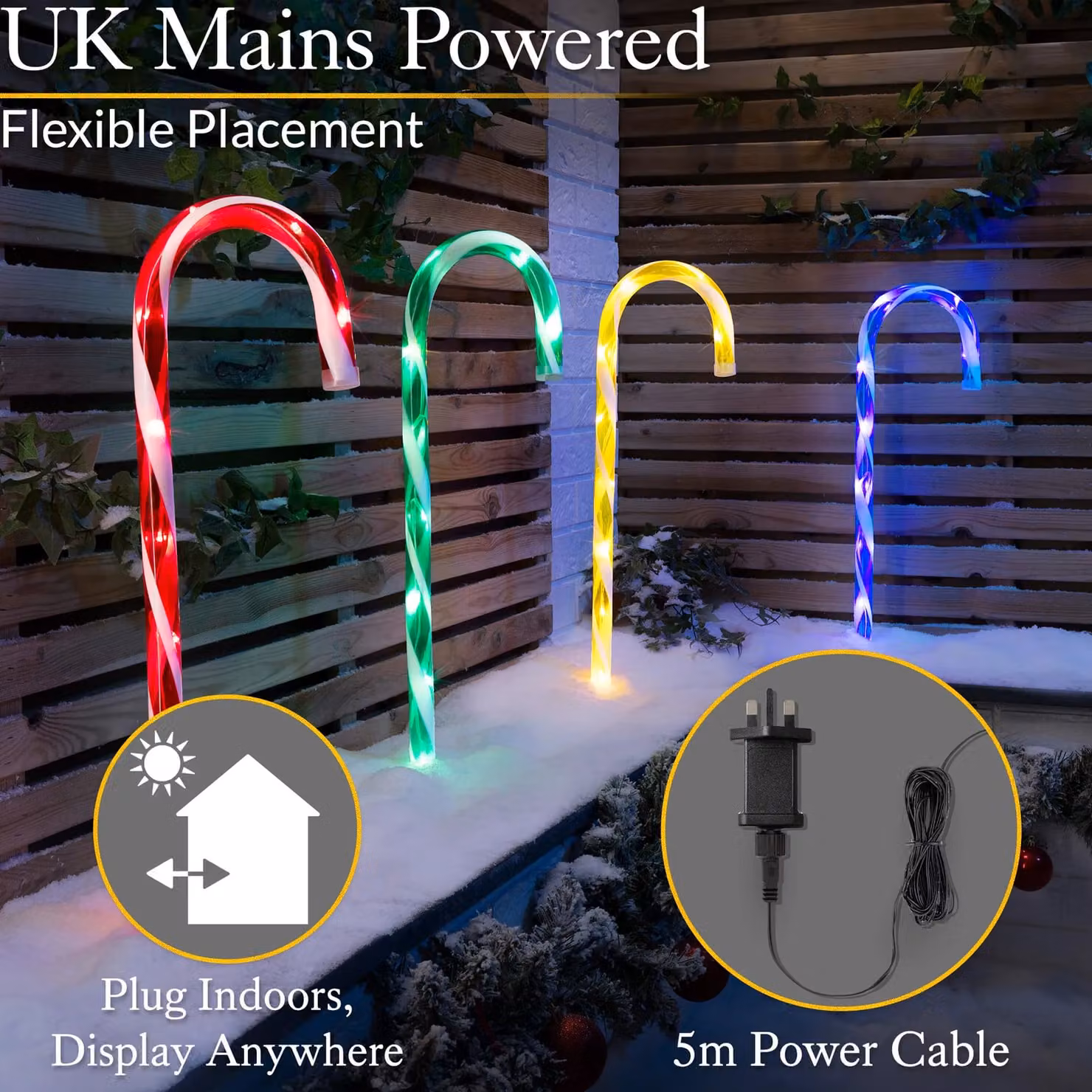 Christow Large Multi Coloured LED Candy Cane Christmas Pathway Decorations, Set of 4 – 3