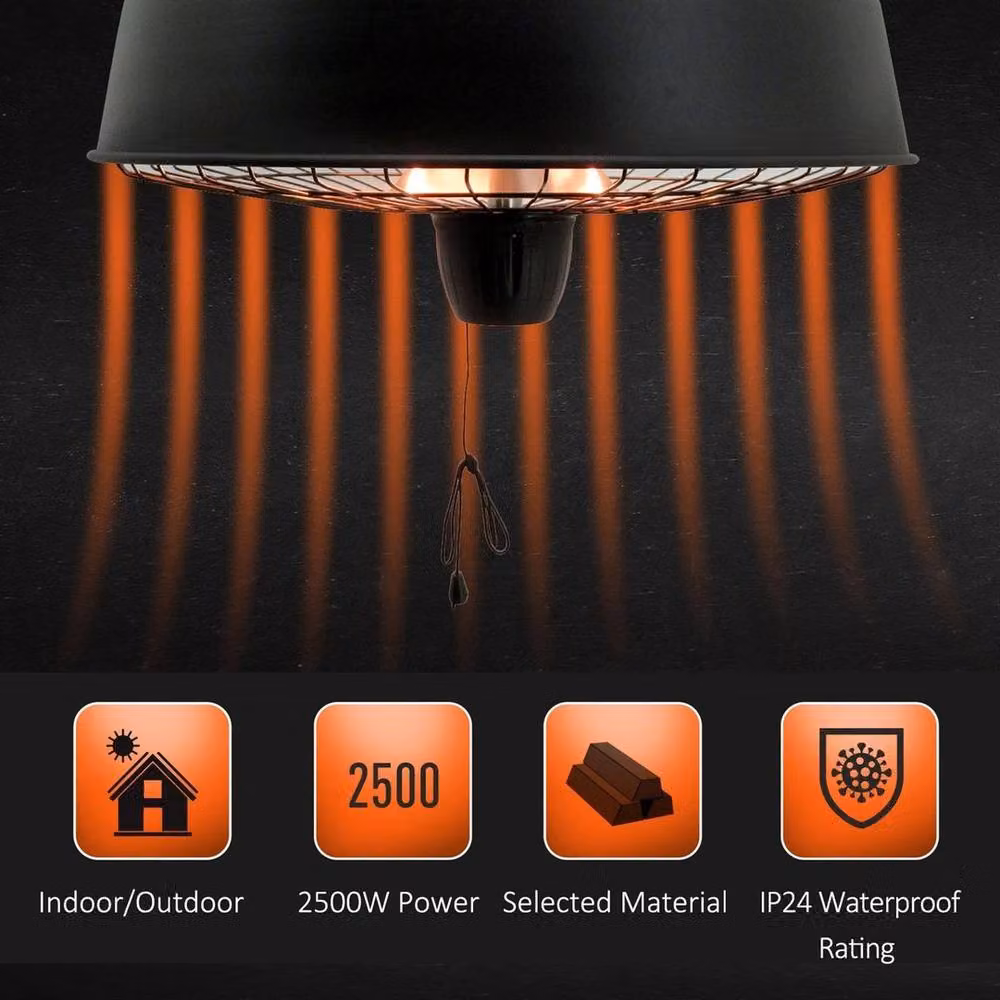 Kelvenix Adjustable Infrared Halogen Ceiling Mounted Light Heater, 1000/2500W, Black – 2