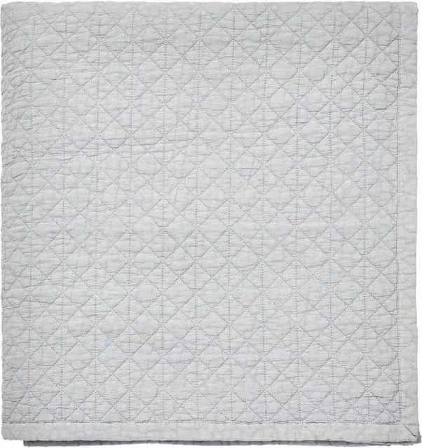 Bedeck of Belfast Silver Stonewashed Cotton Geometric Quilted Throw