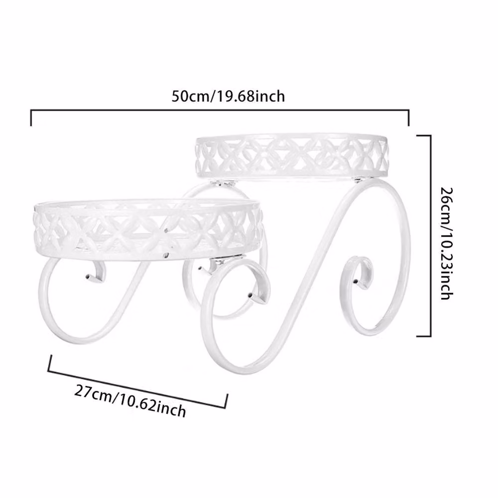 Living and Home 2-Tier Metal Plant Display Stand in Matt White for Indoor and Outdoor Use – 4