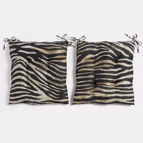 OHS 2 Pack Zebra Print Outdoor Chair Seat Pads in Black and White, W/D/H: 40 x 40 x 40 cm – 1