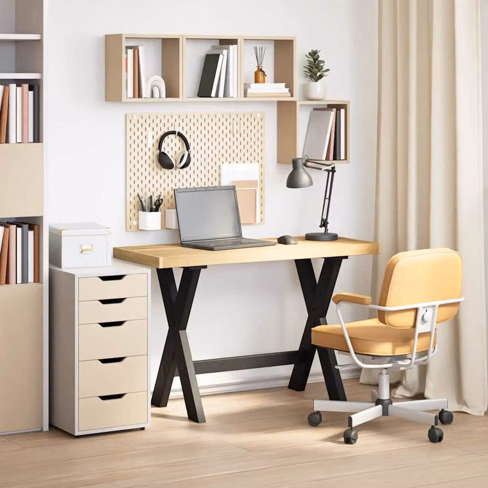 Berkfield Home NOAIN Industrial Writing Desk in Brown Solid Pine with X-Shaped Legs, W/D/H: 120 x 50 x 75 cm – 2