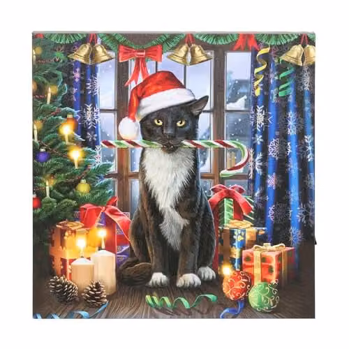 KDMD Lisa Parker Krampuss Christmas Light Up LED Canvas Illustration in Multicolour and Black, W/D/H: 30 x 30 x 1 cm – 1