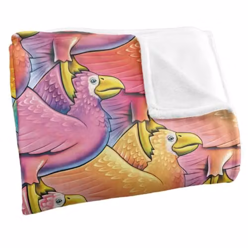 JQ Licensing Royce Mcclure Flocking Birds Pattern Super Soft Fleece Throw Blanket, Multicolour, W: 91 cm, D: 147 cm – 3