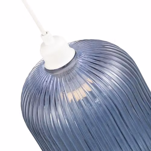 Happy Homewares Modern Blue Ribbed Glass Pendant Light Shade, W: 30 cm, D: 20 cm, H: 20 cm – 2