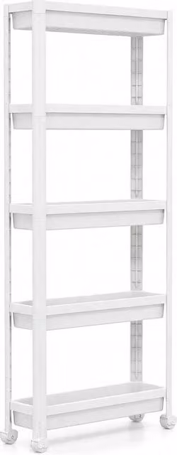 VOGREX Slim 5-Tier Space Saving Rolling Utility Storage Organiser in White