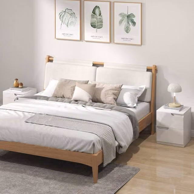HOMCOM Set of 2 High Gloss White Bedside Cabinets with 2 Drawers