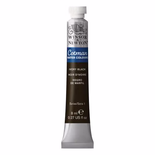 Winsor and Newton Cotman Watercolour Paint, Ivory Black, 8.5 ml – 2
