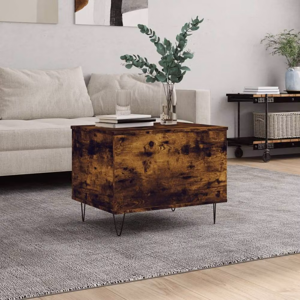 Berkfield Home Modern Smoked Oak Coffee Table in Brown with Lift Mechanism, W/D/H: 60 x 44.5 x 45 cm – 2